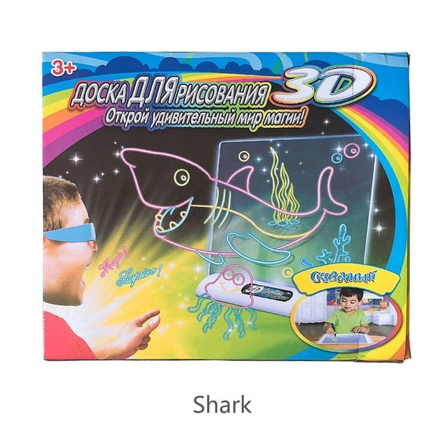 Magic Pad Deluxe Light Up LED 3D Drawing Tablet Writing Board Kids Toys Gifts 3D Illuminated Drawing Board Painting