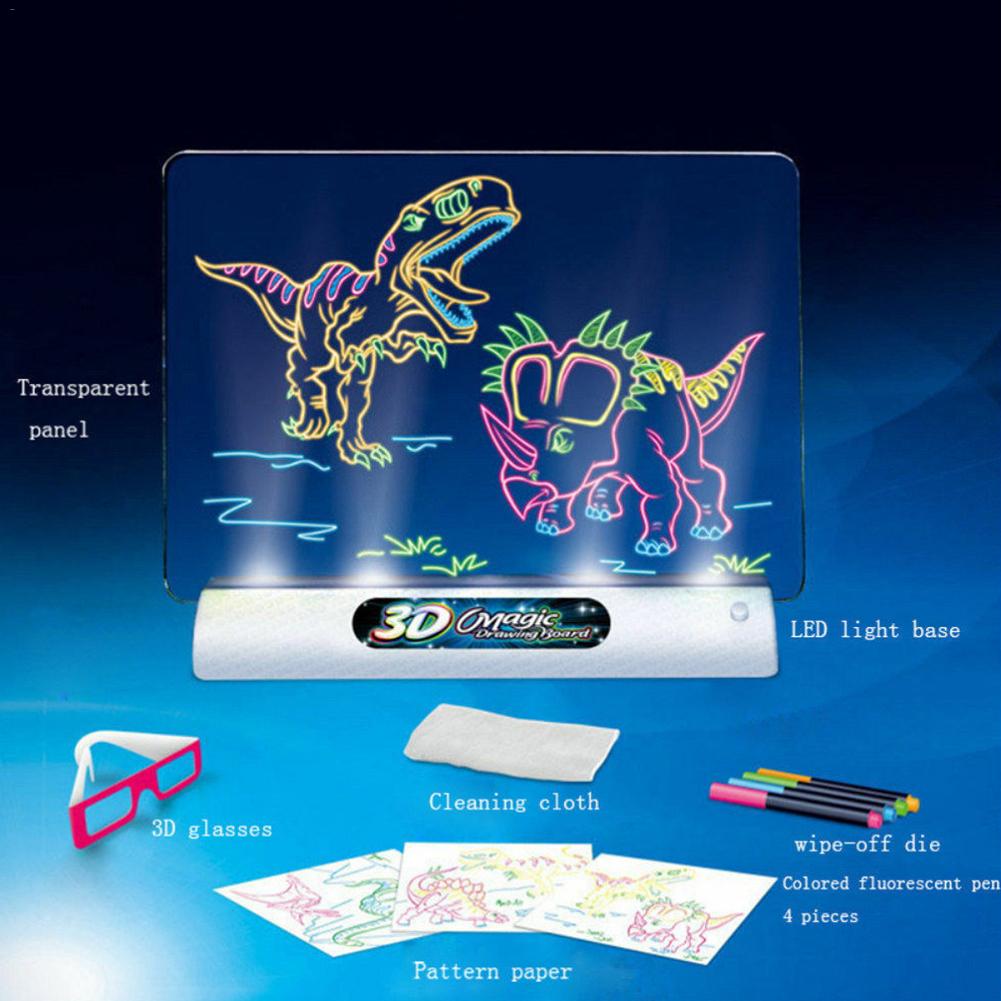 Magic Pad Deluxe Light Up LED 3D Drawing Tablet Writing Board Kids Toys Gifts 3D Illuminated Drawing Board Painting